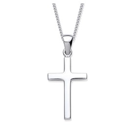 Old English Jewellers Sterling Silver Solid Cross Pendant/Necklace - Choice of Chain (18)