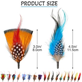 Kenning 39 Pcs Hat Feathers Assorted Feathers for Hats Colorful Real for DIY Craft, Christmas Decorations Men Women Approx. 8-11 cm