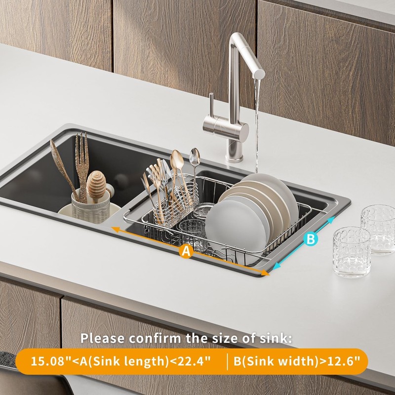 JAQ Over Sink Dish Drying Rack for Medium to Large