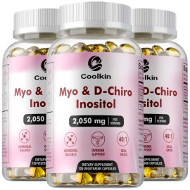 coolkin 120pcs Myo & D-Chiro Inositol 2050mg-Women Hormone Balance Support,Manage Stress - Three bottle-Best choice