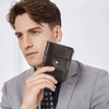 GOIACII Men's Leather Wallet RFID Protection Multifunctional Buckle Zippers Wallet