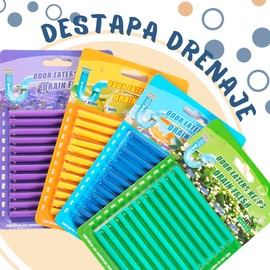 Sani Stick Barras Destapa Drenaje Tuberia Limpieza Fregadero Cleaning Sticks Tratamiento Contra Malos Olores en Tuberias y Coladeras Palillos para Desagüe Todos Fregadero Ducha Suelo Tuberías (Jazmin)