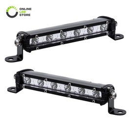 2pc 7" Ultra-Slim Single Row Off Road CREE LED Light Bar [1530lm] [18W] [IP68 Waterproof] [12V - 24V] Fog/Driving/Work Lights for Trucks ATV Cars - 30 Degrees Spot Light