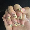 CECOBAG 24Pcs Short Almond Shape Nails with 3D Ladybug Leaf