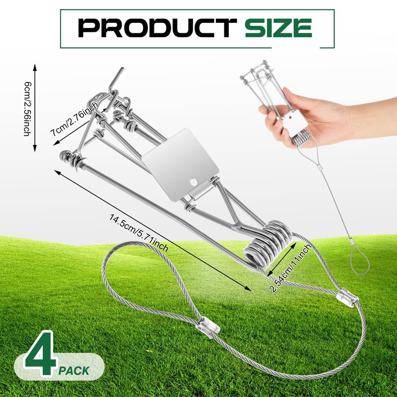 Qualirey 4 Pcs Gopher Trap with Chain Gopher Killer Vole