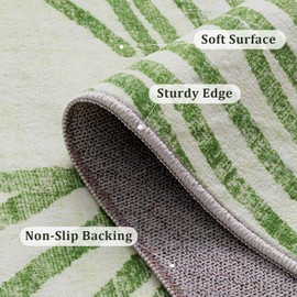 YIHOUSE Green Rug for Living Room, 8×10 Modern Abstract Area Rug, Geometric Contemporary Wave Striped Rugs for Playroom Nursery, Washable Nonslip Large Ultra-Thin Rug for Bedroom Dining Room