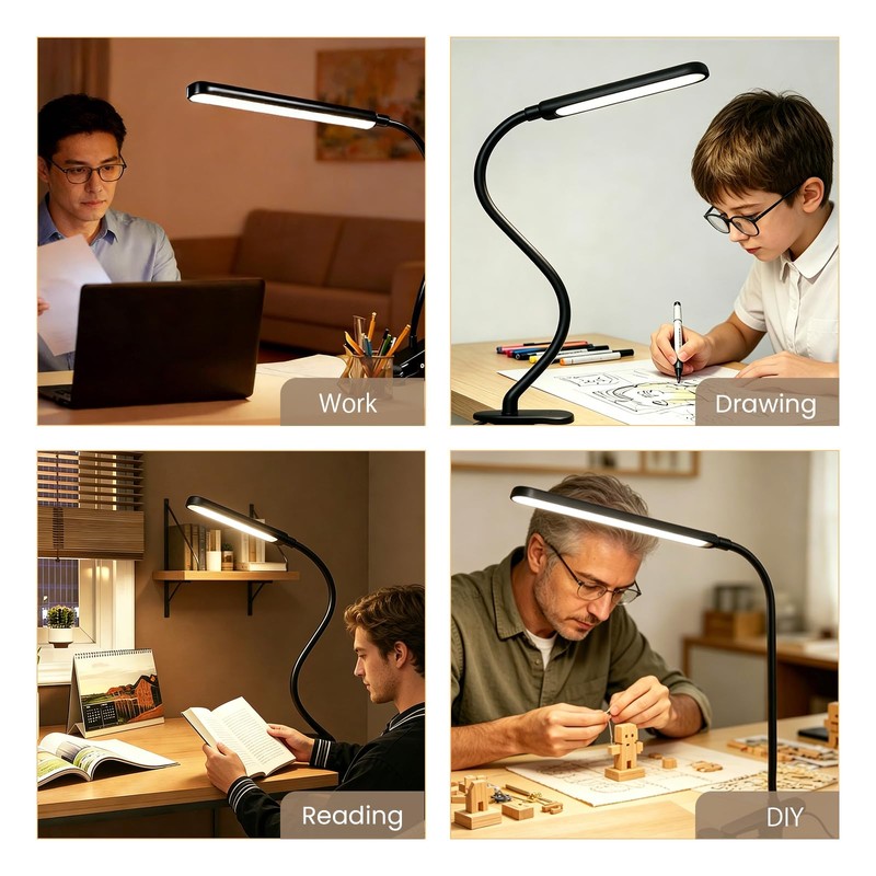 H HNMA HN LED Desk Lamp with Clamp for Reading,Nail