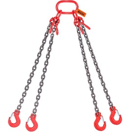 VEVOR Chain Sling, Max 11000 lbs Weight Capacity, G80 Lifting Chain with Grab Hooks, DOT Certified, Blackening Coating Manganese Steel & Adjustable Length, for Dock Factory Construction Site:_5/16'' x 5' with 4 legs - 11000 lbs/5.5T