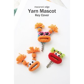 macaroni edge mascot with yarn mascot key cover, key case, monster, key holder, small storage, Korean miscellaneous goods, handmade, Twin Tail/Vacation Beige