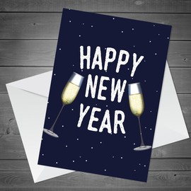 RED OCEAN Happy New Year Card For Friends Family, New Years Card For Men Women, New Years Eve Celebration Card, Happy New Year Greetings Card For Colleagues Neighbours