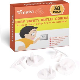 Vmaisi - Juego de 38 fundas para enchufes a prueba de niños, color blanco Enchufes eléctricos de seguridad a prueba de bebés