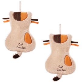 2-Pack Hanging Hand Towels, Cute Cartoon Thickened Towels, Perfect for Bathroom and Kitchen Use (Orange Cat)