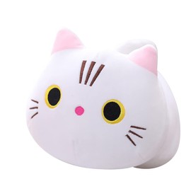 Uposao Cat Plush Toy, 25 cm Kawaii Lying Cat Animal Doll Cuddly Toys Stuffed Animal Plush Cushion Soft Filled Throw Pillow Toy Gift for Birthday for Children Girls Boys, White