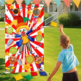CLRBEATTY Carnival Toss Game Banner with 8 Bean Bags,Carnival Game Bean Bag Toss Games,Theme Party Decorations for Lawn Games Indoor Outdoor Activities Birthday Party