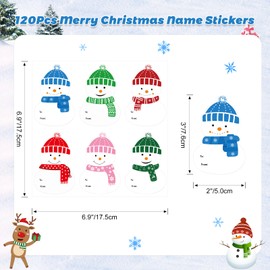 Anwyll Christmas Gift Name Tags Stickers,Self-Adhesive to from Christmas Snowman Labels Stickers,120Pcs 3×2Inch White Xmas Snowman Holiday Name Tags Labels Stickers for Envelope Gift Present Packaging