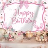 Coquette Happy Birthday Backdrop Banner - Pink Bow Birthday Party