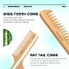 Combetter Bamboo Hairbrush and Comb Set - Natural Eco-Friendly Paddle