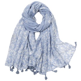 amokk Boho Floral Scarf with Tassels for Women Lightweight Shawl and Wraps Head Scarves (Color-14)