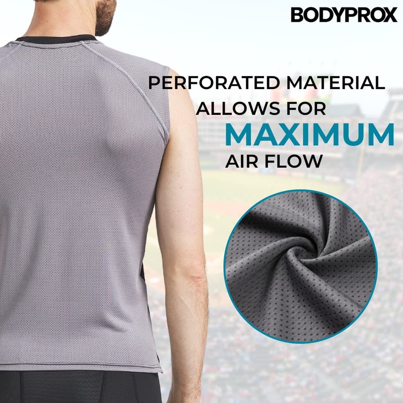 Bodyprox Baseball Chest Protector Shirt (Adult-M) Black