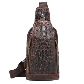 Xieben Vintage Leather Sling Chest Bag Shoulder Bag for Men Women Travelling Outdoor Shoulder Bag Backpack Daypack