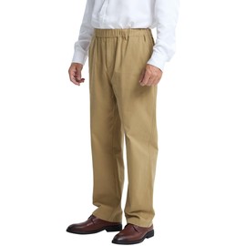 LETAOTAO Mens Elastic Waist Pants - Relaxed Fit Stretch Waistband Pull On Cotton Twill Casual Pants for Seniors (Light Khaki,38Wx30L)