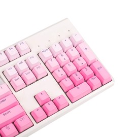 YMDK Double Shot 104 Dyed PBT Shine Through Keyset OEM Profile Keycap Set for Cherry MX Switches Mechanical Keyboard 104 87 61 (Pink Gradient) (Only Keycaps)