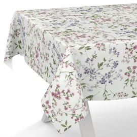 ANRO Oilcloth Tablecloth Oilcloth Tablecloth Washable Garden Tablecloth Flowers 100 x 140 cm Cut Edge