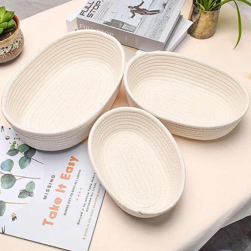 Vivi Bakie Storage Basket 3-Piece Set Cotton Rope Stackable Braided