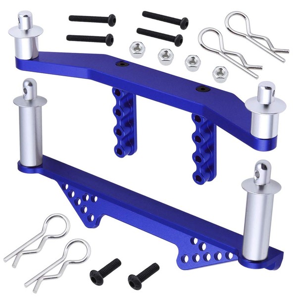 Hobbypark Aluminum Front & Rear Body Mounts with Body Posts Upgrade Parts for 1/10 Traxxas Slash 2WD Rustler Stampede VXL (Navy Blue)
