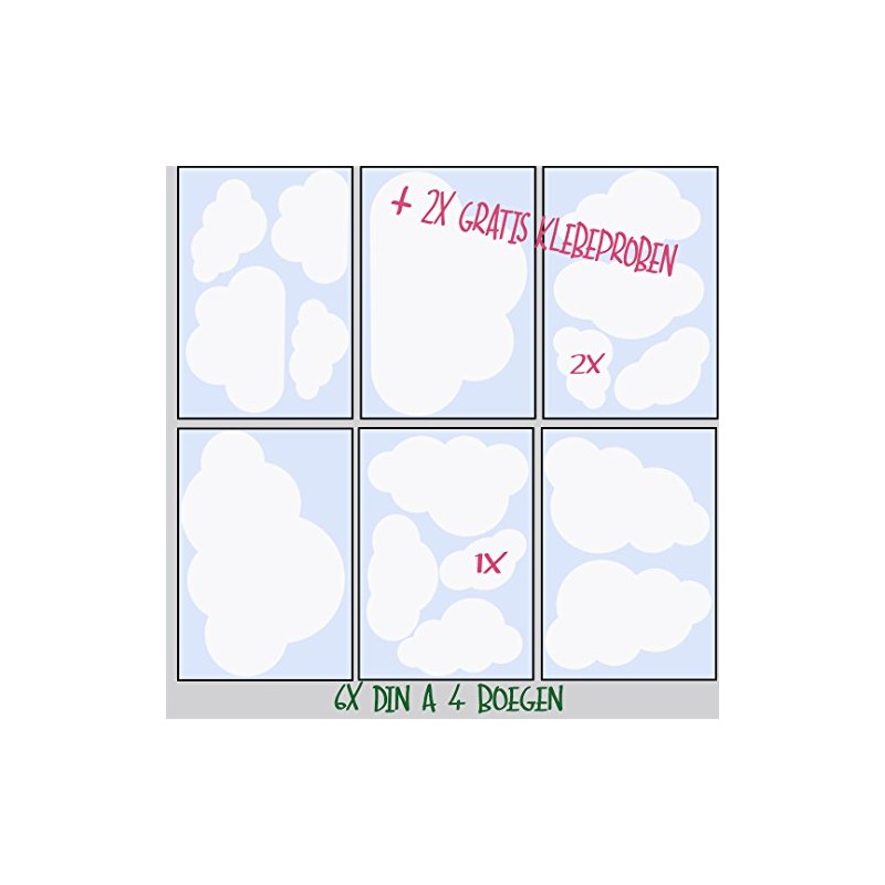 MacDecal.de Clouds Set of 16 Large Cloud Wall Stickers, Wall