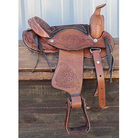 10"" Pony Mini Horse Saddle Kids Pleasure Leather Brown Western Saddle RD Skirt