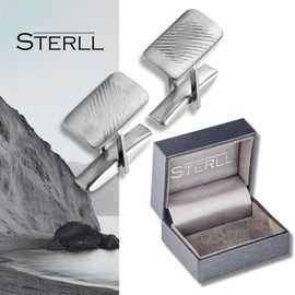 STERLL Men's Cufflinks 925 Silver CHEVRON Gift Box Men Gifts, Sterling Silver
