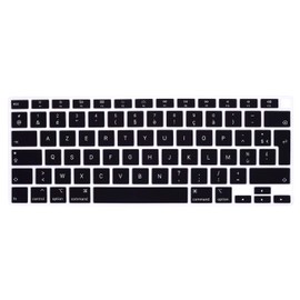 HRH Ultra Thin French Language AZERTY Silicone Keyboard Cover Skin for MacBook Air 13 Inch 2020 with Touch ID (MODLE A2179 and A2337 M1 Chip,UK/EU Layout) Keyboard Accessories Protector