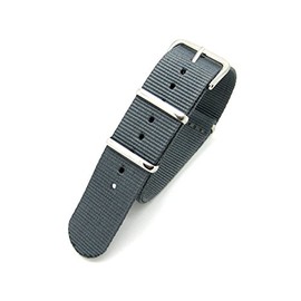 Grey Infantry Military MoD NATO Nylon Fabric G10 4 Rings Watch Strap Band Chrome Buckle (20mm Fitting)