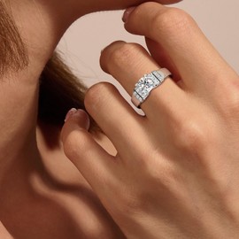 AGRULE Moissanite Engagement Ring for Women Sterling Silver Euro Shank Singet Ring D Color VVS 1.2 Cttw Moissanite Ring for Men Women, Size 10.5