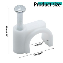 Bonsicoky 100 Pcs Half Clamp J-Hook with Nail, Cable Tacks Pex Hangers for Tubing Pipe Fixing Wire, 8mm, White