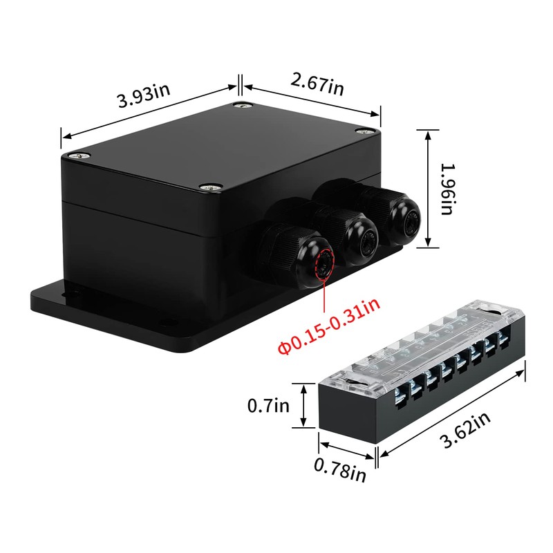 JINDOUZI ABS IP67 Waterproof Dustproof Electrical Junction Box, with 15A