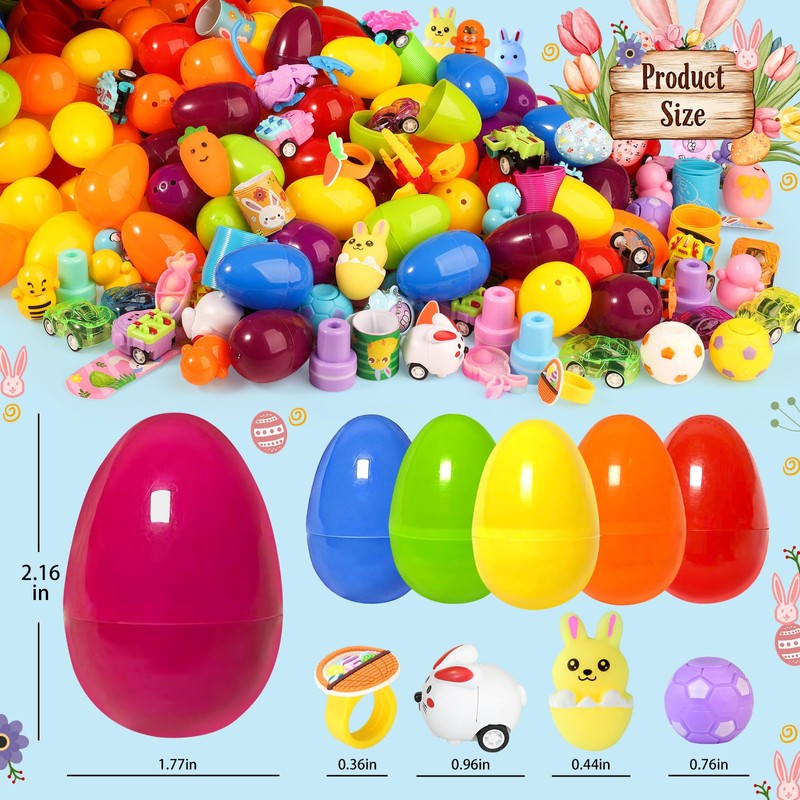 300pcs Bulk Prefilled Easter Eggs with Toys, Filled Easter Eggs