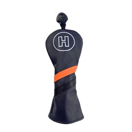Golf Headcovers Utility Fairway Wood Driver 460cc 440cc FW UT Waterproof Single Piece Set Solid Dark (Orange Line) (Navy, 1 UT)