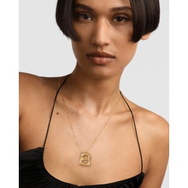 INNERDIVA Gold Initial Bubble 3D Letter B Necklace for Women Puffy Name Necklace Dainty Statement Necklace Jewelry