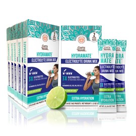 GuruNanda Hydramate Hydration Support Drink Mix - Electrolyte Powder Packets for Dehydration, Exercise & Energy - No Added Sweeteners, Non-GMO, Natural Lemon Lime Flavor - 12 Count (0.56 oz Each)