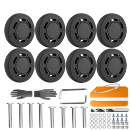 Luggage Suitcase Replacement Wheels Diameter 1.93inch/49mm 8 Pcs Thickness 0.43inch/11mm Wear-Resistant Mute Suitcase Rubber Swivel Caster Repair Kits for Trolley Bag Travel Box