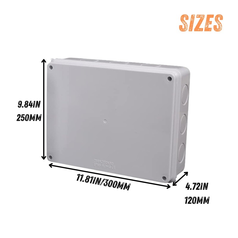 Boxonly 300x250x120mm ABS Waterproof Junction Box, IP55 Rated Outdoor Electrical