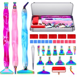 Diamond Art Accessories Tools Kits for DIY, 5D Diamond Art Pen Screw Thread Tips, 35Pcs Diamond Art Painting Metal Tips for DIY Art&Craft, Diamond Art Painting Tools with 12 Clay, Colorful