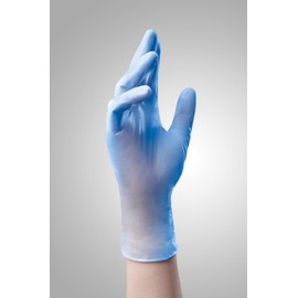 TRONEX 100 Pack Blue Vinyl Powder Free Disposable Gloves, Superior Versatility, Food Services Gloves (Large)