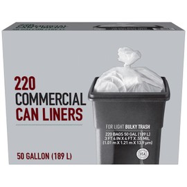 Tough and Durable 50 Gallon Commercial Can Liners, One-by-One Technology - 220 ct.