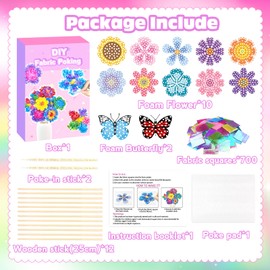 Poke in Fun Art Flower Bouquet Craft Kits for Kids,with 10 Flowers & 2 Butterflies,Arts and Crafts,Mess-Free Craft,DIY Art Activity Birthday Christmas Gifts Ideas for Girls & Boys Ages 4 5