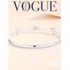 Sterling Silver Bangle Bracelets for Women,Fashion Versatile Simple Adjustable Silver