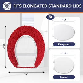 Baahrnom Luxury Toilet Lid Cover Machine Washable Solid Toilet Seat Cover 17.5"x 15" Adjustable Rubber Backing Fits Most Round Elongated and Oblong 16"-17.5" L Lids