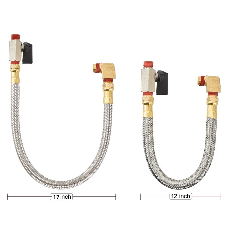 Extended Tank Drain Valve Assembly Kit Flexible Braided Steel Tube